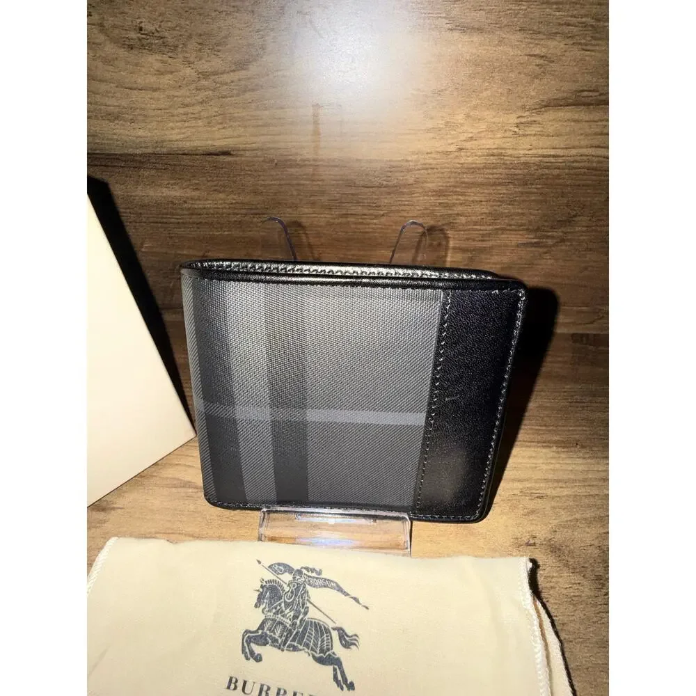 Burberry Charcoal London Check Bifold Wallet